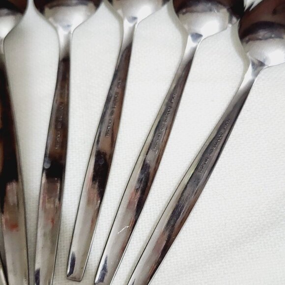 8 Stanley Roberts Rogers Stainless La Spana Soup Spoons 7" floral MCM flatware - Picture 8 of 13